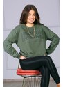 Madmext Mad Girls Khaki Oversized Printed Sweatshirt Womens Mg780