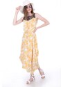 Bigdart 1512 Dress with Embroidery on the Front - Yellow