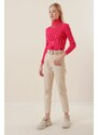 Bigdart 15478 Turtleneck Chain Sweater - Fuchsia