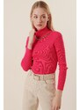 Bigdart 15478 Turtleneck Chain Sweater - Fuchsia