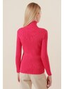 Bigdart 15478 Turtleneck Chain Sweater - Fuchsia