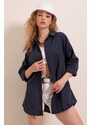 Bigdart 3900 Oversize Long Basic Shirt - Navy