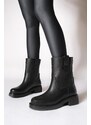 Marjin Women's Genuine Leather Casual Boots Gater Black