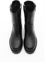 Marjin Women's Genuine Leather Casual Boots Gater Black