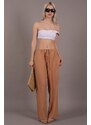 Madmext Camel Crinkle Fabric Basic Women's Beach Pants