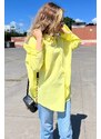 Madmext Yellow Oversized Basic Poplin Shirt with Pocket