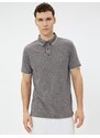 Koton Polo Neck T-Shirt with Buttons, Slim Fit, Short Sleeves.