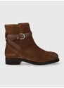 Semišové boty Tommy Hilfiger ELEVATED ESSENT BOOT THERMO SDE dámské, hnědá barva, na plochém podpatku, FW0FW07482