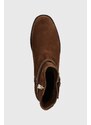Semišové boty Tommy Hilfiger ELEVATED ESSENT BOOT THERMO SDE dámské, hnědá barva, na plochém podpatku, FW0FW07482