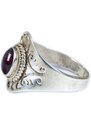 Stříbrný prsten vykládaný almandinem, AG 925/1000, 3g, Nepál 55 , Vínová , Nepál , Ag925, 3g