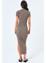 Madmext Mink Women's Knitwear Dress, Polo Collar with Slits in the Side