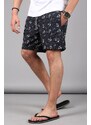 Madmext Anchor Patterned Black Men's Beach Shorts 6366