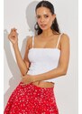 Cool & Sexy Women's White Halter Collared Crop Top