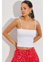 Cool & Sexy Women's White Halter Collared Crop Top