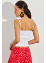 Cool & Sexy Women's White Halter Collared Crop Top