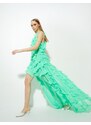 Koton Chiffon Long Evening Dress with Ruffles Asymmetrical