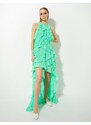 Koton Chiffon Long Evening Dress with Ruffles Asymmetrical