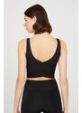 LOS OJOS Black Lightly Support Back Detail Covered Crop Top Bustier