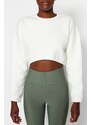 Trendyol Ecru Super Crop Fleece Knitted Sports Sweatshirt