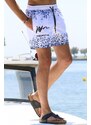 Madmext Navy Blue Printed Shorts With Pocket 5782