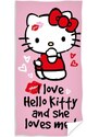 Carbotex Bavlněná plážová osuška Hello Kitty - motiv Love - 100% bavlna - 70 x 140 cm