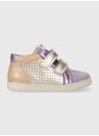 Dětské kožené sneakers boty Pom D'api fialová barva