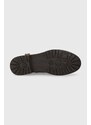 Kožené kotníkové boty Tommy Hilfiger BELT BOOTIE MATERIAL MIX dámské, hnědá barva, na plochém podpatku, FW0FW07477