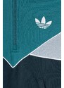 Dětská mikina adidas Originals zelená barva, s kapucí, vzorovaná