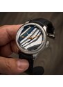 Ocean Crawler Watches Stříbrné pánské hodinky Oceancrawler Watches s kevlarovým páskem Champion Diver Fordite Type C - Automatic 44MM