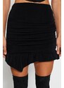 Trendyol Black Fitted Knitted Skirt With Drape