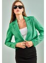 Bianco Lucci Women's Buttoned Laminated Linen Jacket