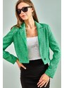 Bianco Lucci Women's Buttoned Laminated Linen Jacket