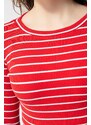 Lafaba Women's Red-ecru Corduroy Long-Sleeve Crop Top