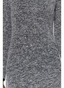 Trendyol Anthracite Crew Neck Fluffy Midi Slit and Gathered Detail Fitted Knitted Dress