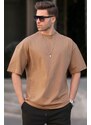 Madmext Men's Cappuccino Oversize Fit Basic T-Shirt 6066