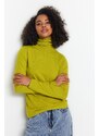 Trendyol Oil Green Premium / Special Yarn High Neck Basic Knitwear Sweater