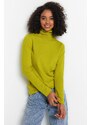 Trendyol Oil Green Premium / Special Yarn High Neck Basic Knitwear Sweater