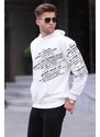 Madmext Ecru Printed Hoodie Sweatshirt 6009