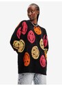 Černý dámský vzorovaný oversize svetr Desigual Smiley - Dámské