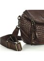 MARCO MAZZINI KOŽENÁ PLETENÁ CROSSBODY - TMAVĚ HNĚDÁ