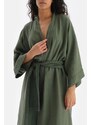 Dagi Green Linen Long Kimono