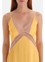Dagi Yellow Lace Detailed Strappy Viscose Nightgown