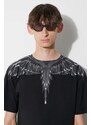 Bavlněné tričko Marcelo Burlon Icon Wings černá barva, s potiskem