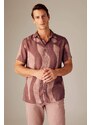 DEFACTO Modern Fit Polo Neck Patterned Fabric Short Sleeve Shirt