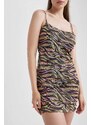 DEFACTO Coool Zebra Patterned Strap Mini Dress