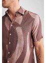 DEFACTO Modern Fit Polo Neck Patterned Fabric Short Sleeve Shirt