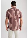 DEFACTO Modern Fit Polo Neck Patterned Fabric Short Sleeve Shirt