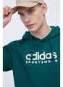 Mikina adidas pánská, zelená barva, s kapucí, s aplikací