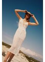 DEFACTO Fall in Love Strap Crochet Slit Beach Dress