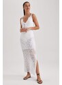 DEFACTO Fall in Love Strap Crochet Slit Beach Dress